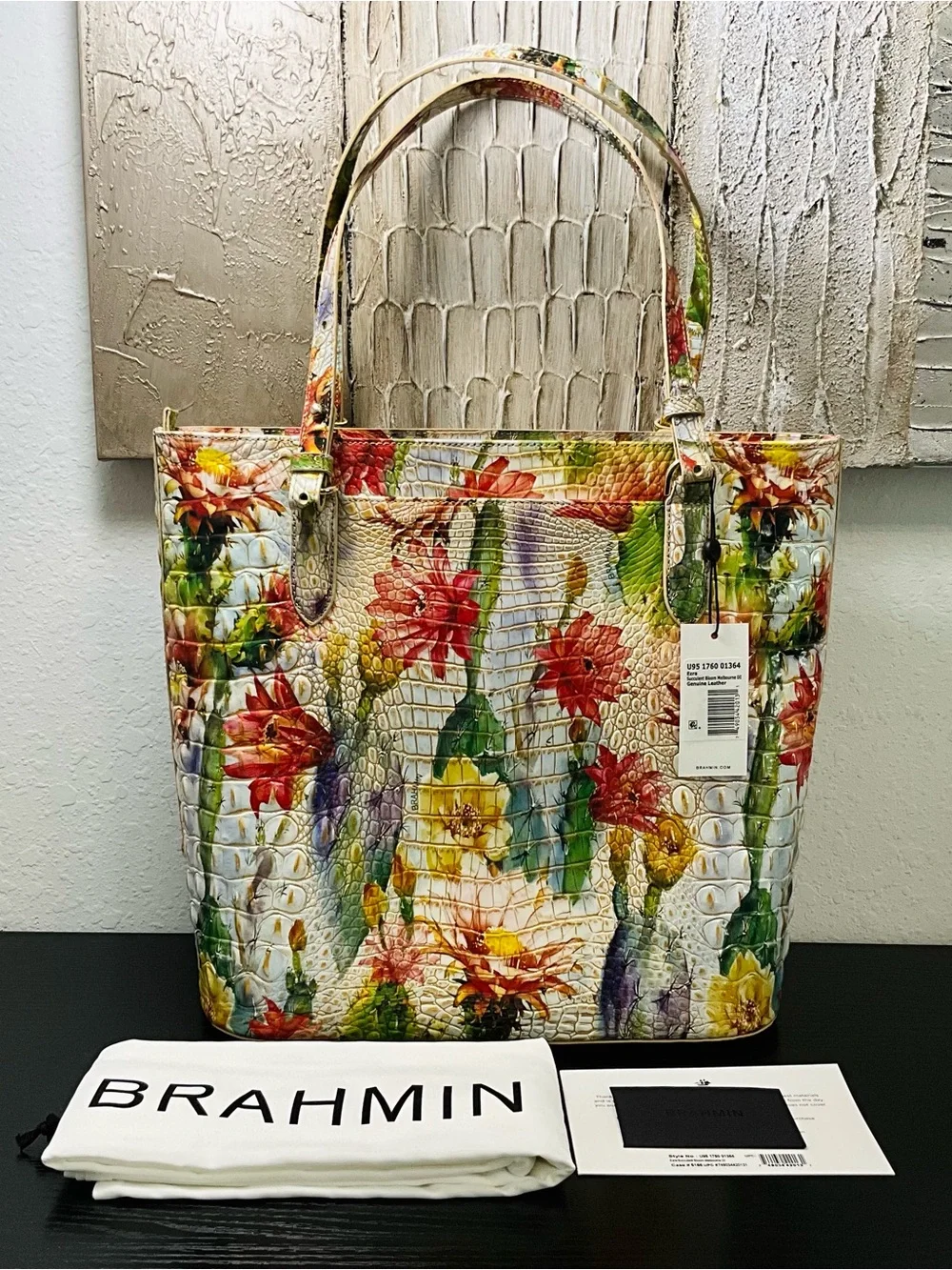 Brahmin Ezra SUCCULENT BLOOM MELBOURNE DI Floral Tote Bag W/Eye